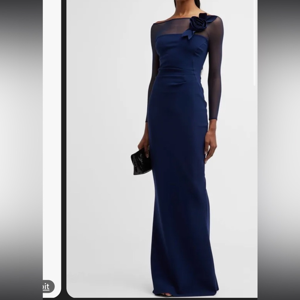 Chiara Boni Blue One Shoulder Sleeveless Gown